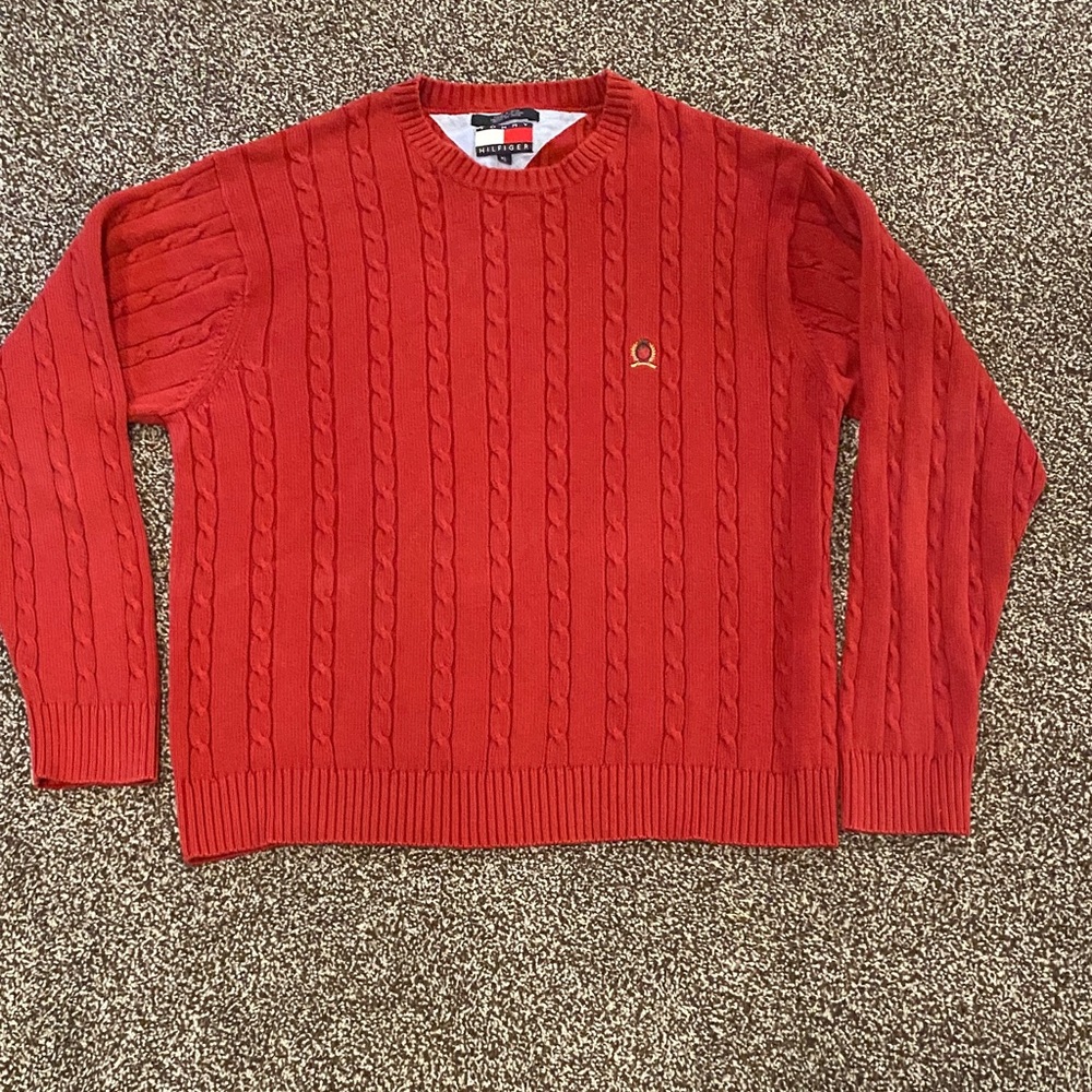 Tommy Hilfiger Red Cableknit Crewneck Sweater size XL